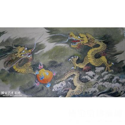 双龙戏珠 其他龙鱼类国画 舒景山作品 类别: 其他龙鱼类国画